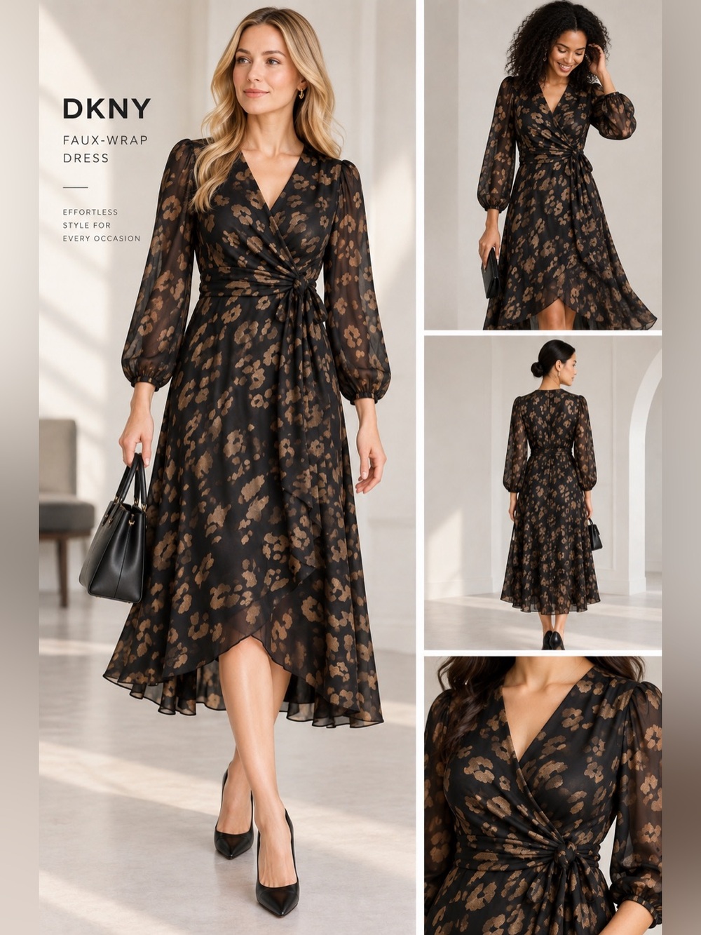 NWT Beautiful DKNY Faux- Wrap Dress.